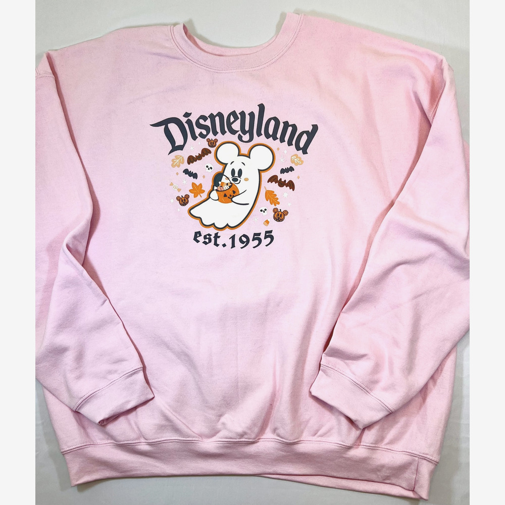 Disneyland Resort Ghost Mickey Pink Crewneck Adult Sweatshirt - Sz M - NWT - Picture 2 of 4